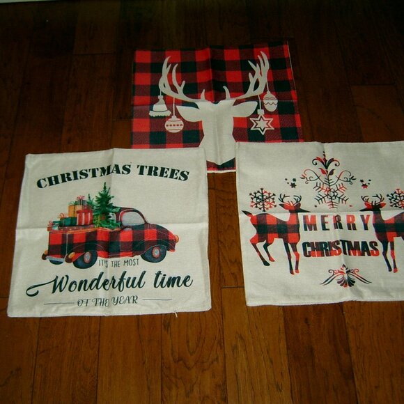 NEW 17 x 17” Holiday Throw Pillow Covers (3), NWOT - Picture 3 of 4